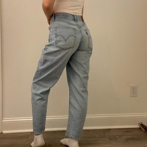 levi’s high loose taper light wash baggy straight jeans